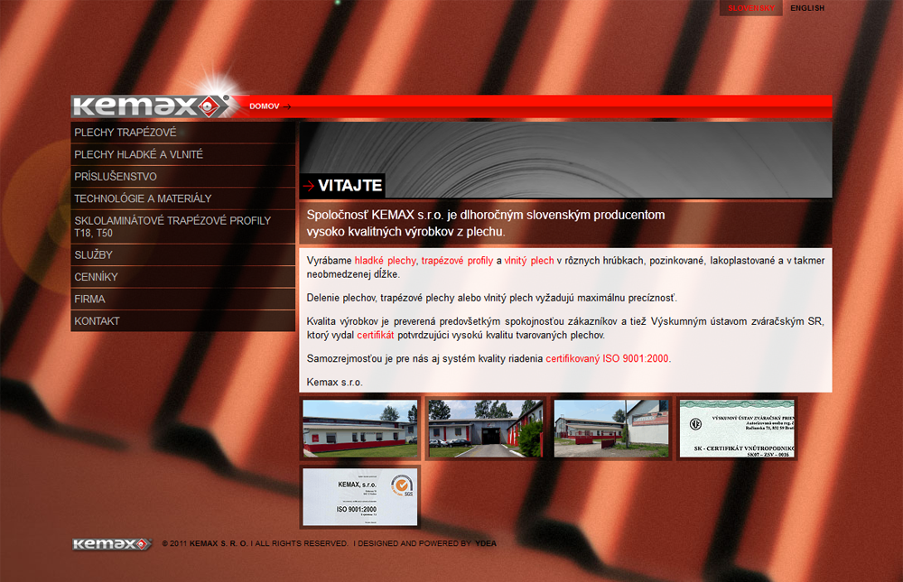 former web site design of www.kemax.sk